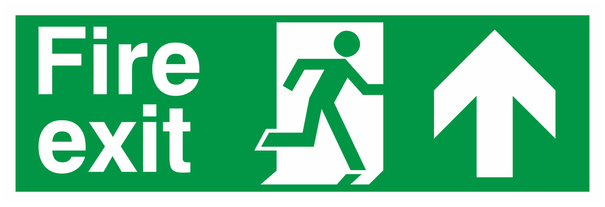 Fire Exit Running Man Right Arrow Up safety sign