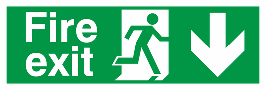 Fire Exit Running Man Right Arrow Down safety sign