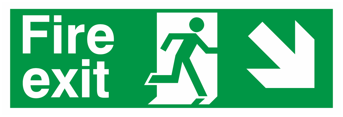 Fire Exit Running Man Right Arrow Down Right safety sign