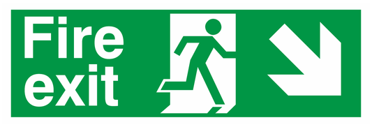 Fire Exit Running Man Right Arrow Down Right safety sign