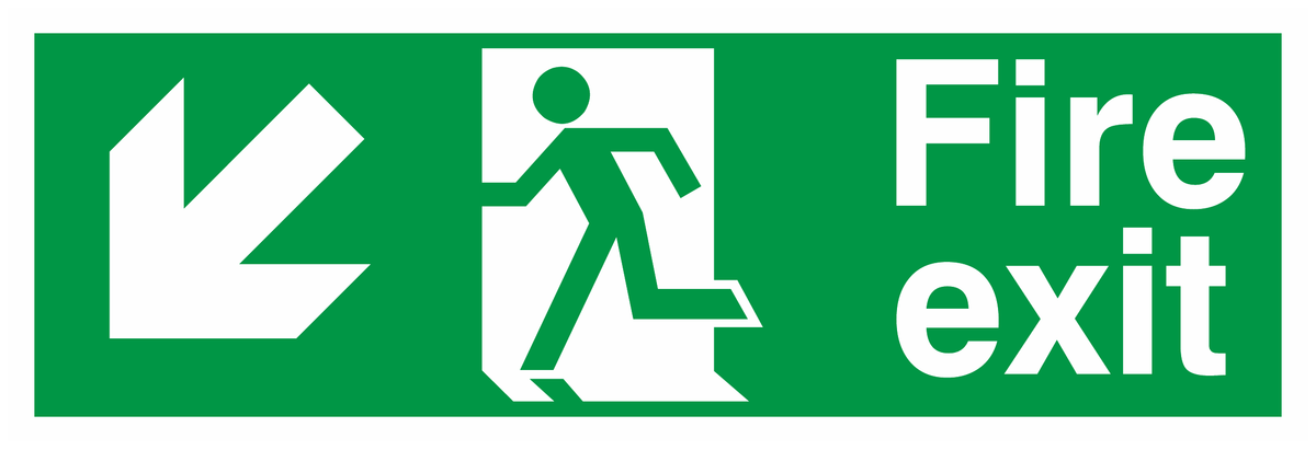 Fire Exit Running Man Left Arrow Down Left safety sign