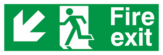 Fire Exit Running Man Left Arrow Down Left safety sign