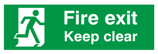 Fire Exit Keep Clear Running Man Left safety sign