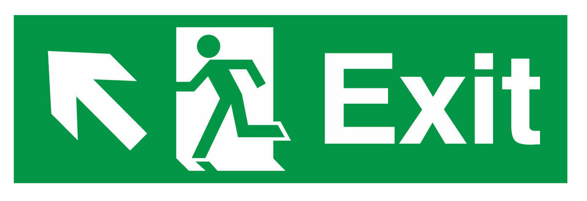 Exit Running Man Left Arrow Up Left safety sign