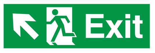 Exit Running Man Left Arrow Up Left safety sign