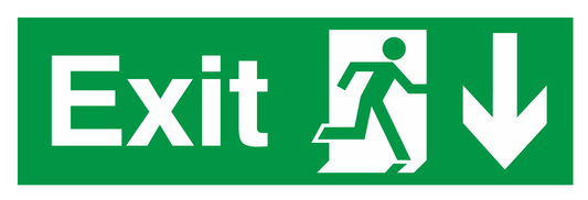 Exit Running Man Right Arrow Down safety sign