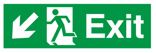 Exit Running Man Left Arrow Down Left safety sign