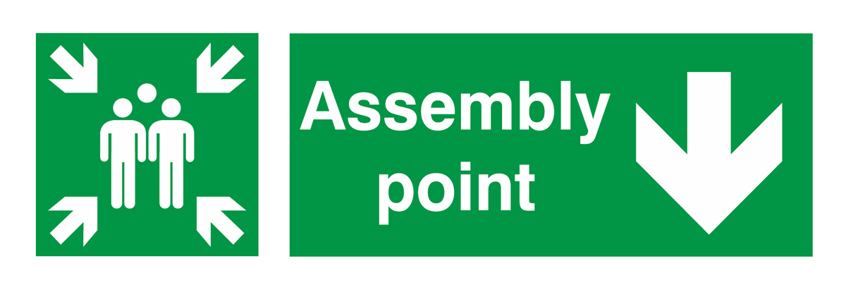 Fire Assembly Point Arrow Down safety sign