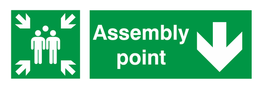 Fire Assembly Point Arrow Down safety sign