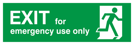 Exit For Emergency Use Only Running Man Right safety sign