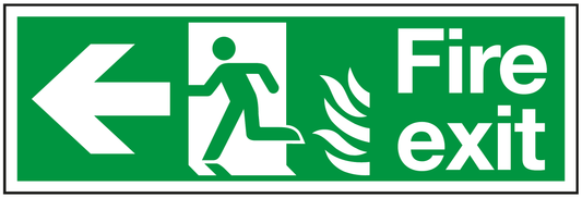 Fire Exit Running Man Left Arrow Left Flame safety sign