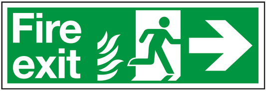 Fire Exit Running Man Right Arrow Right Flame safety sign