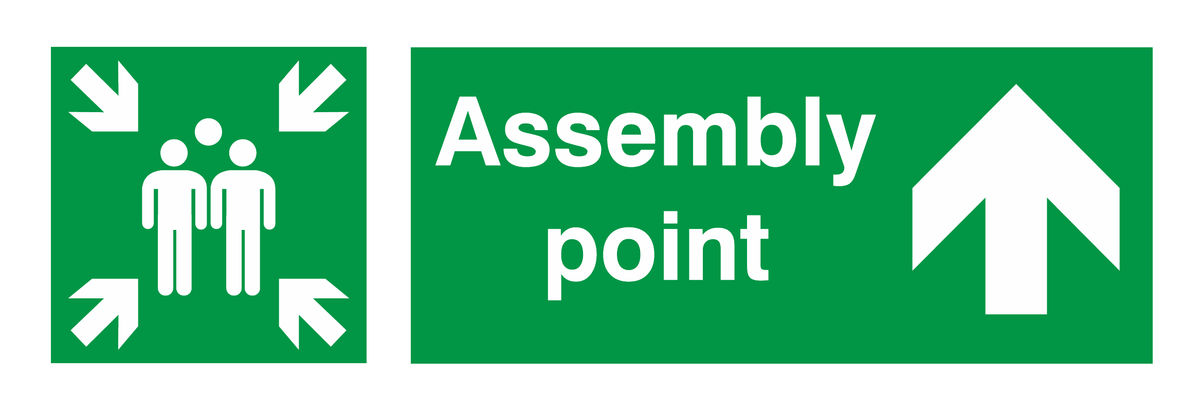 Fire Assembly Point Arrow Up safety sign