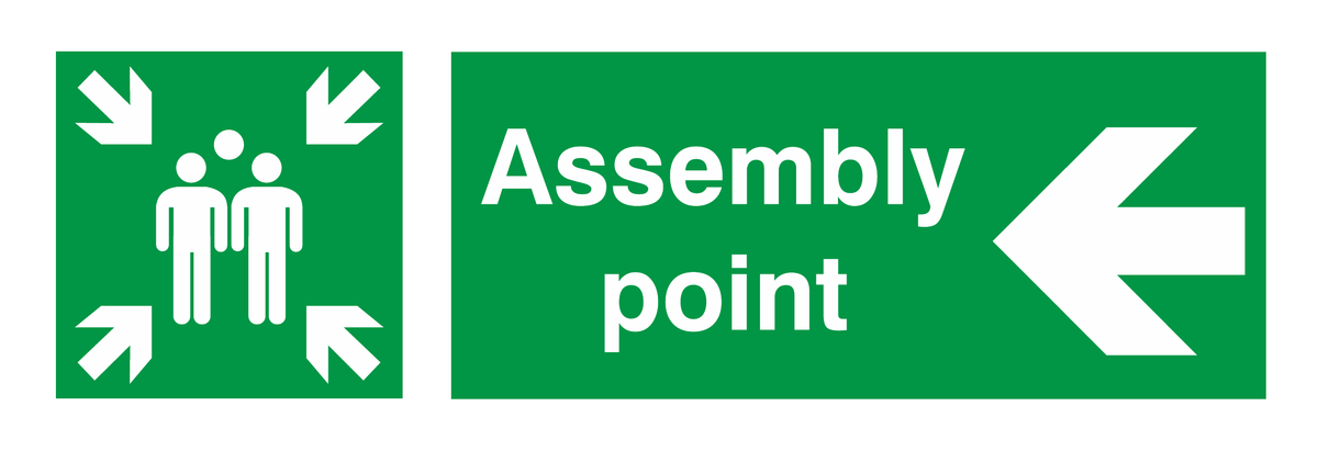 Fire Assembly Point Arrow Left safety sign