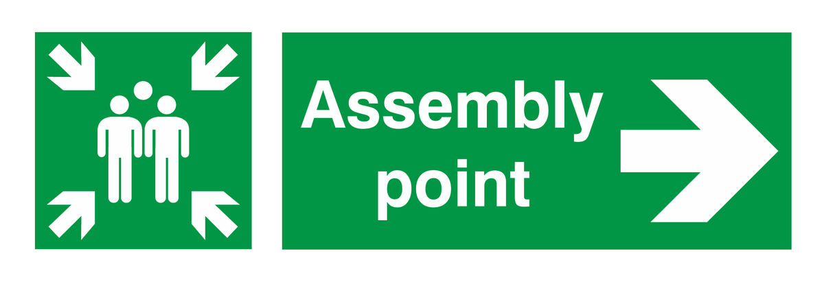 Fire Assembly Point Arrow Right safety sign