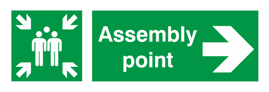 Fire Assembly Point Arrow Right safety sign