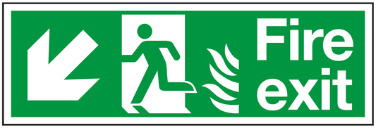 Fire Exit Running Man Left Arrow Down Left Flame safety sign