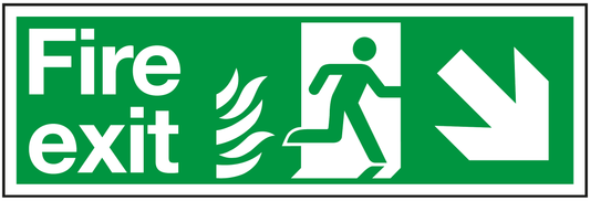 Fire Exit Running Man Right Arrow Down Right Flame safety sign