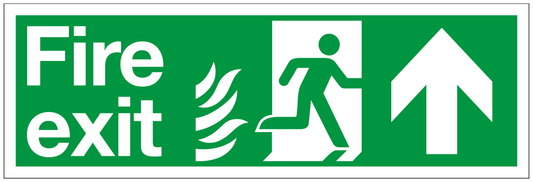 Fire Exit Running Man Right Arrow Up Flame safety sign