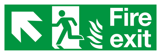 Fire Exit Running Man Left Arrow Up Left Flame safety sign