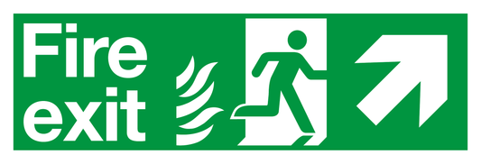 Fire Exit Running Man Right Arrow Up Right Flame safety sign