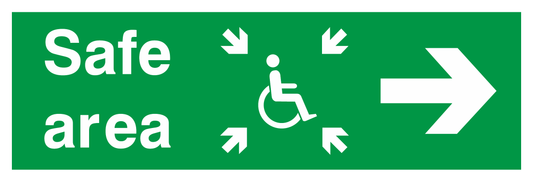 Safe Area Wheelchair Arrow Right safety sign
