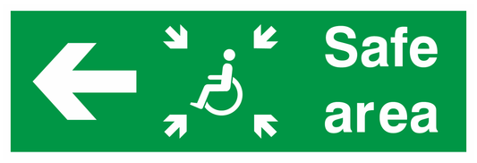 Safe Area Wheelchair Arrow Left safety sign