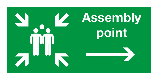 Assembly Point Arrow Right Landscape safety sign