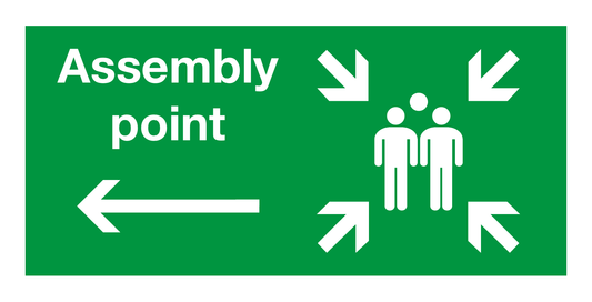 Assembly Point Arrow Left Landscape safety sign