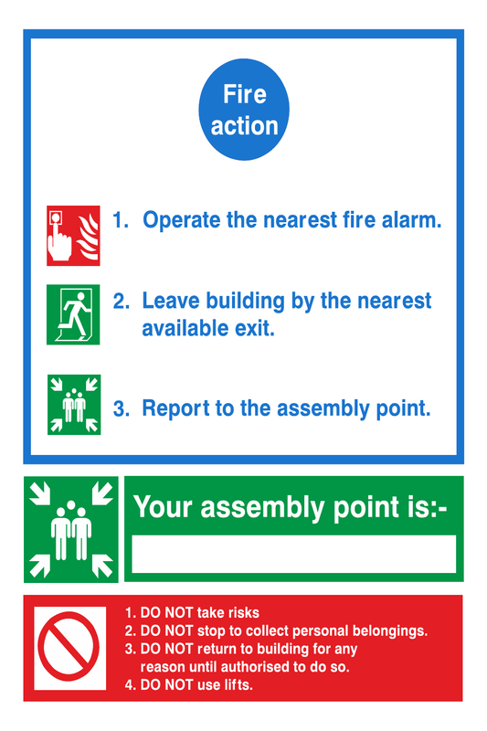 Fire Action Notice Do Not Use Lifts safety sign