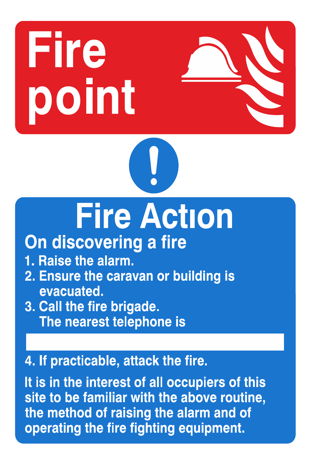 Fire Action Notice On Discovering A Fire safety sign