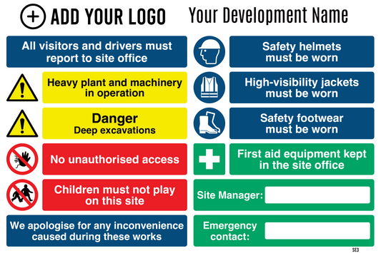 Site Safety & Development Information Board SE3