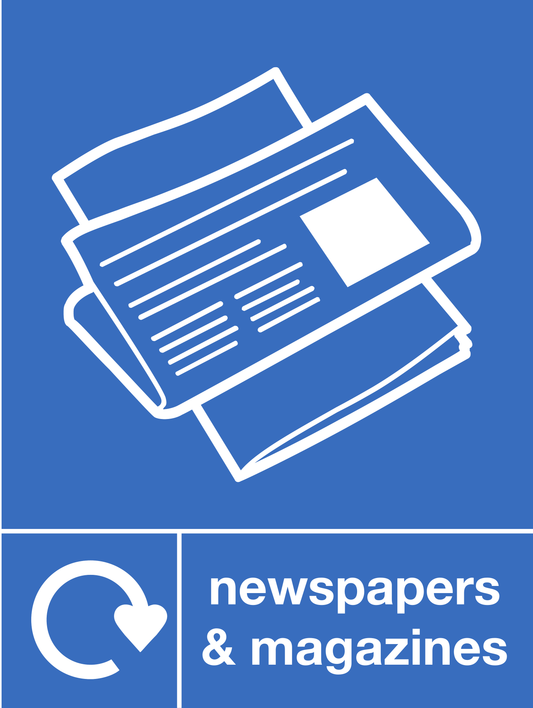 Newspapers & magazines skip & recycle sign