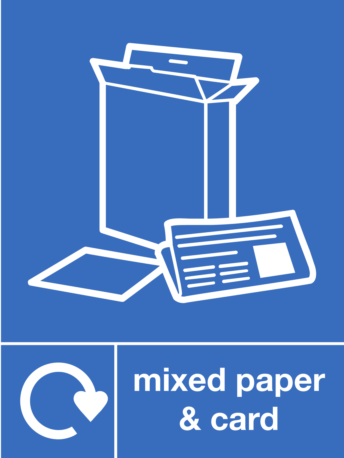 Mixed paper & card skip & recycle sign