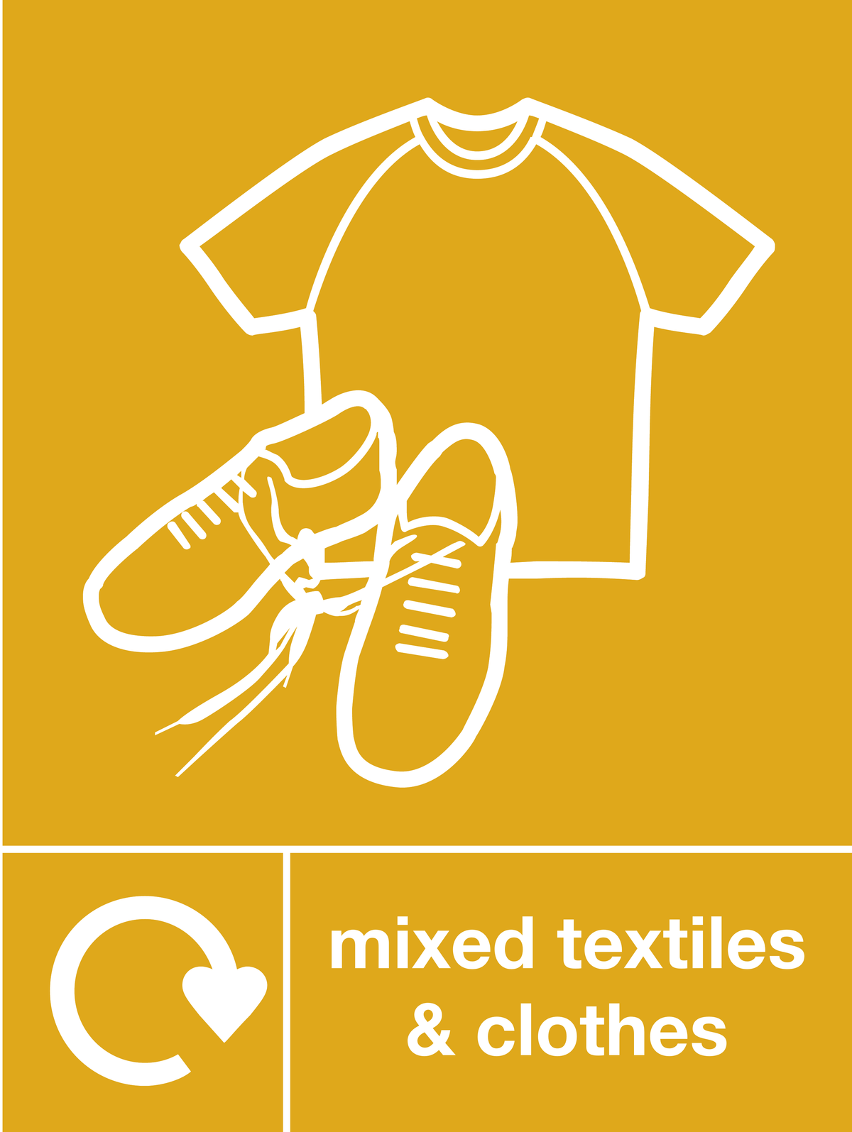 Mixed textiles & clothes skip & recycle sign