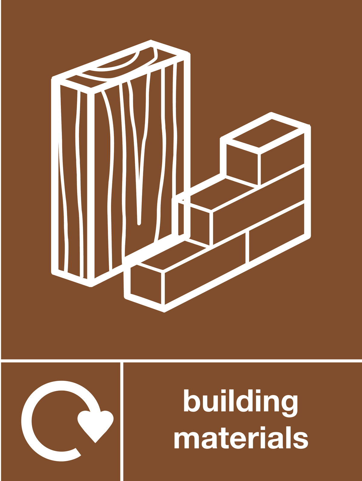 Building materials skip & recycle sign