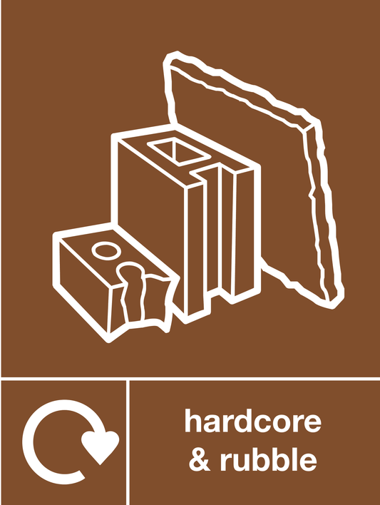 Hardcore & rubble skip & recycle sign