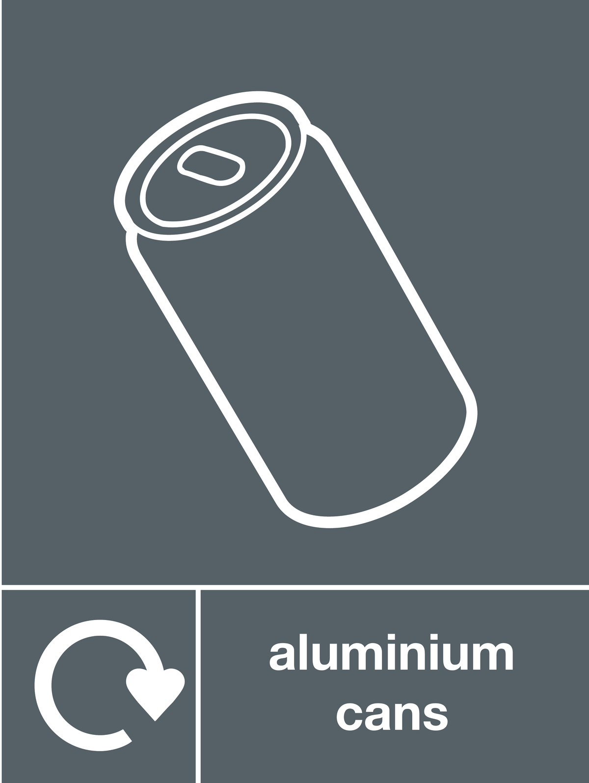 Aluminium cans skip & recycle sign