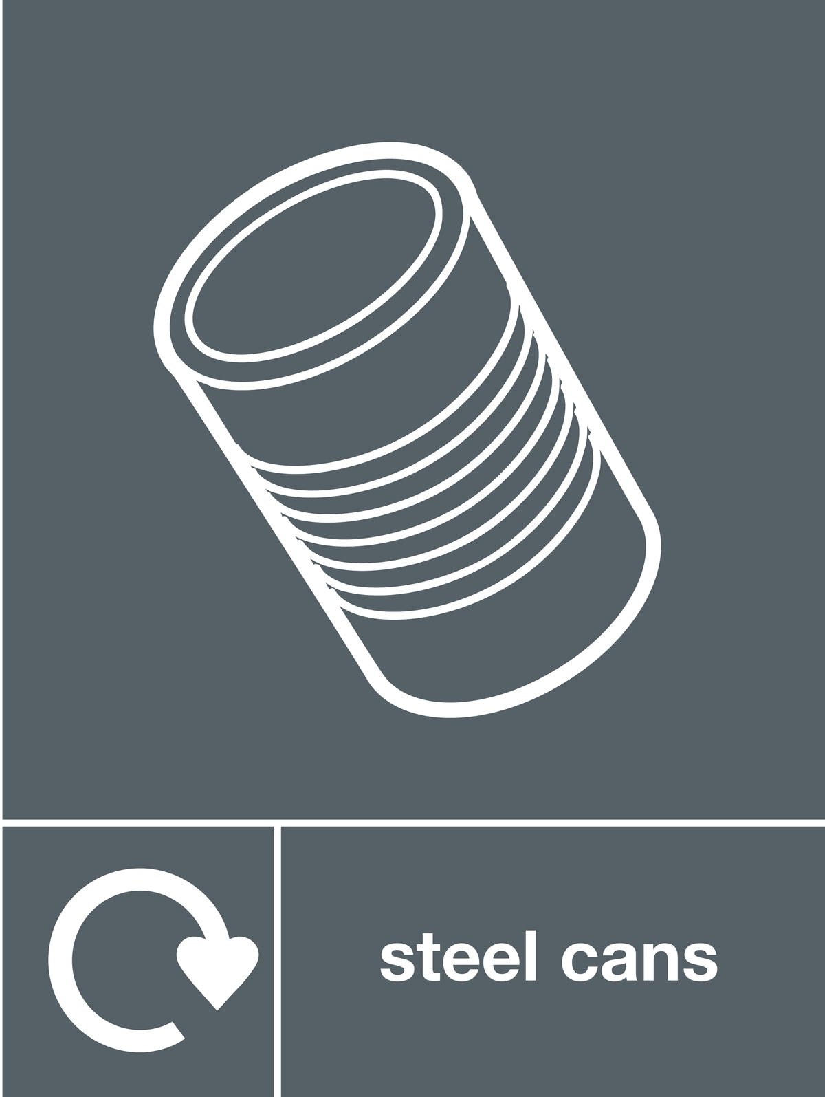 Steel cans skip & recycle sign