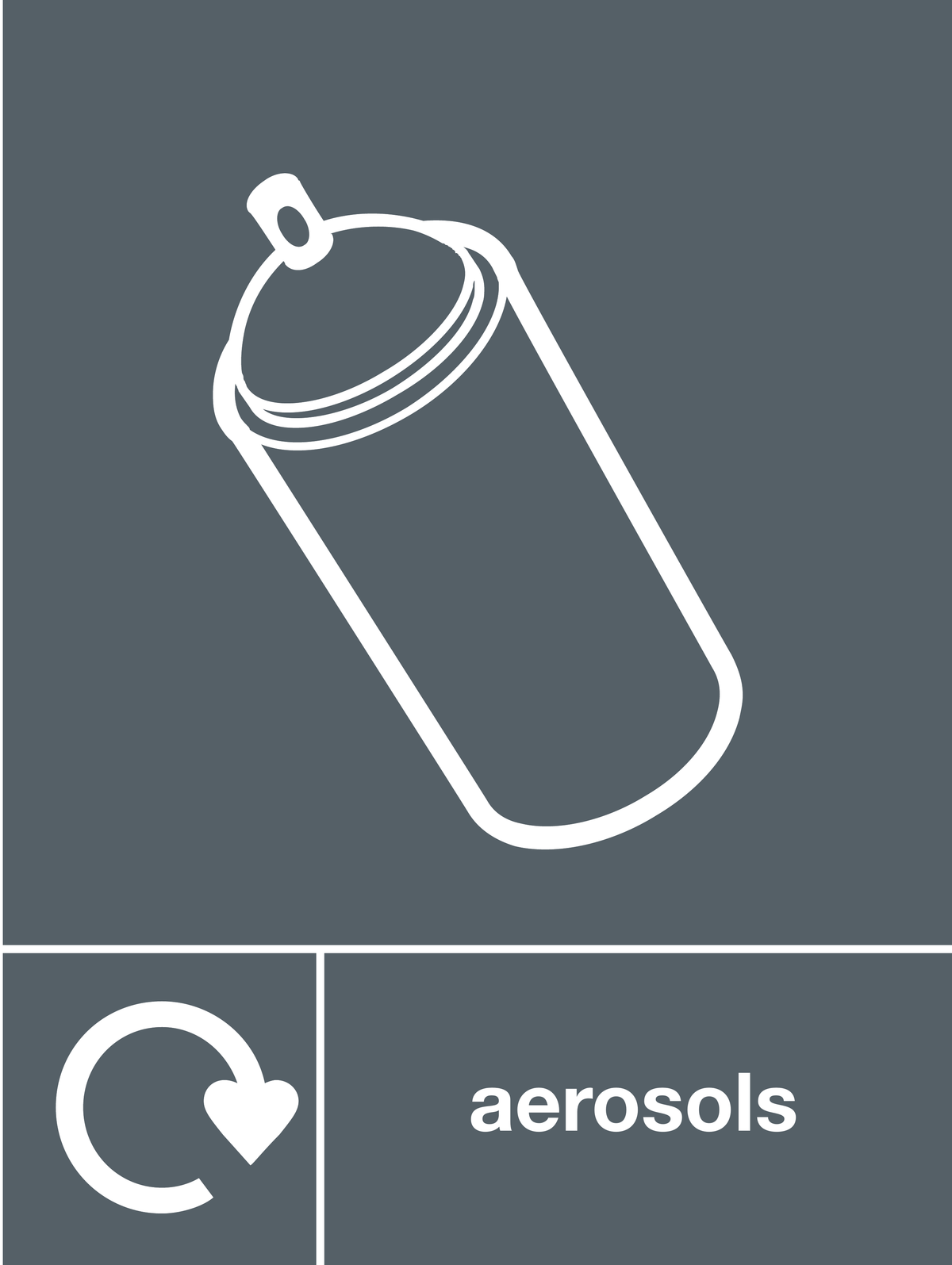 Aerosols skip & recycle sign