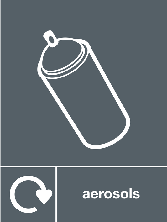 Aerosols skip & recycle sign