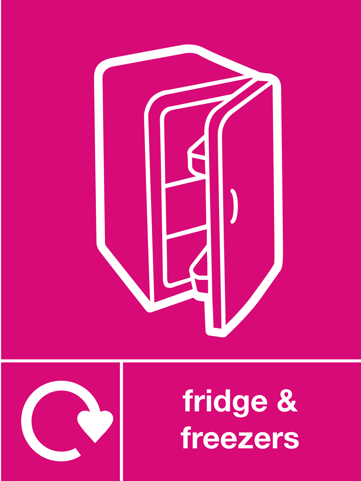 Fridge & freezers skip & recycle sign