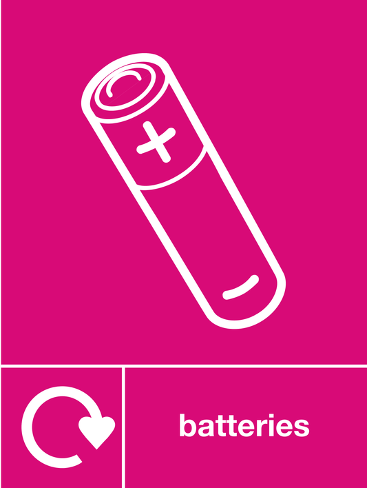 Batteries skip & recycle sign