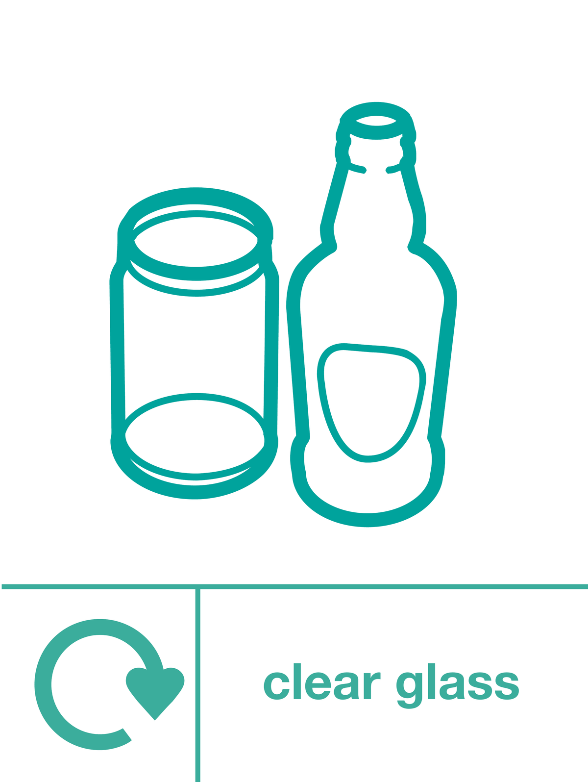 Clear glass skip & recycle sign