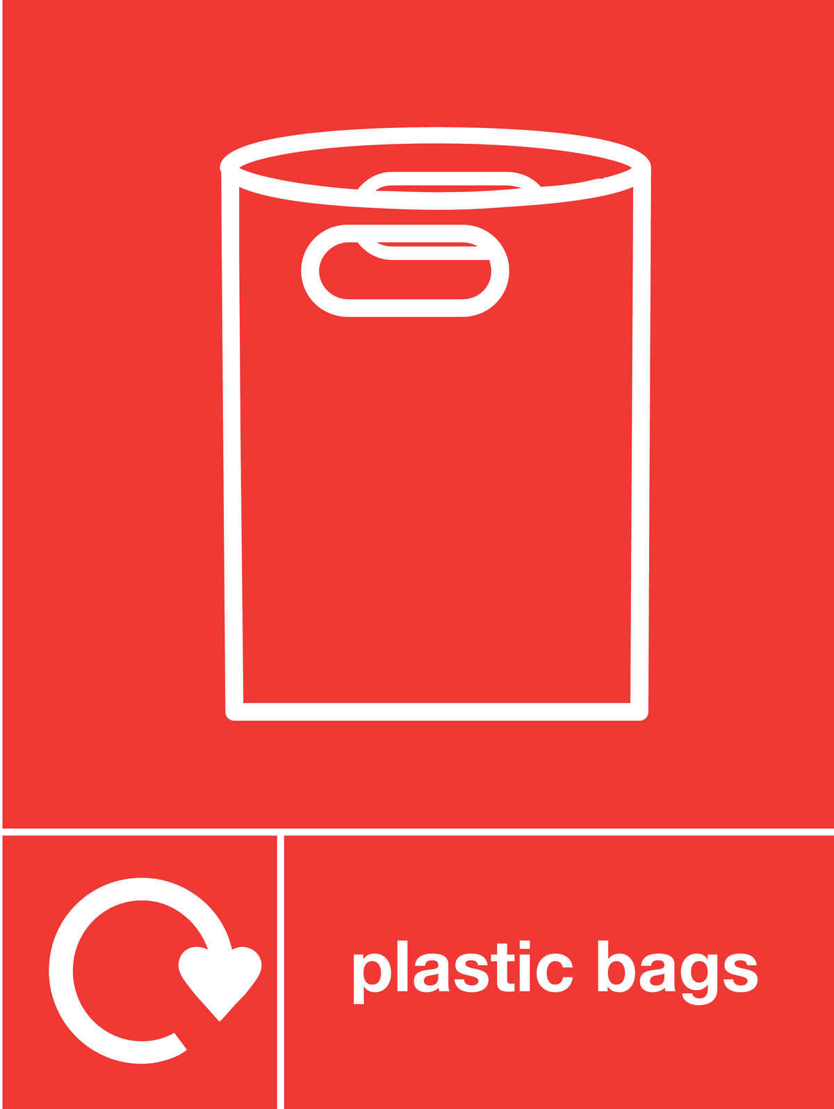 Plastic bags skip & recycle sign
