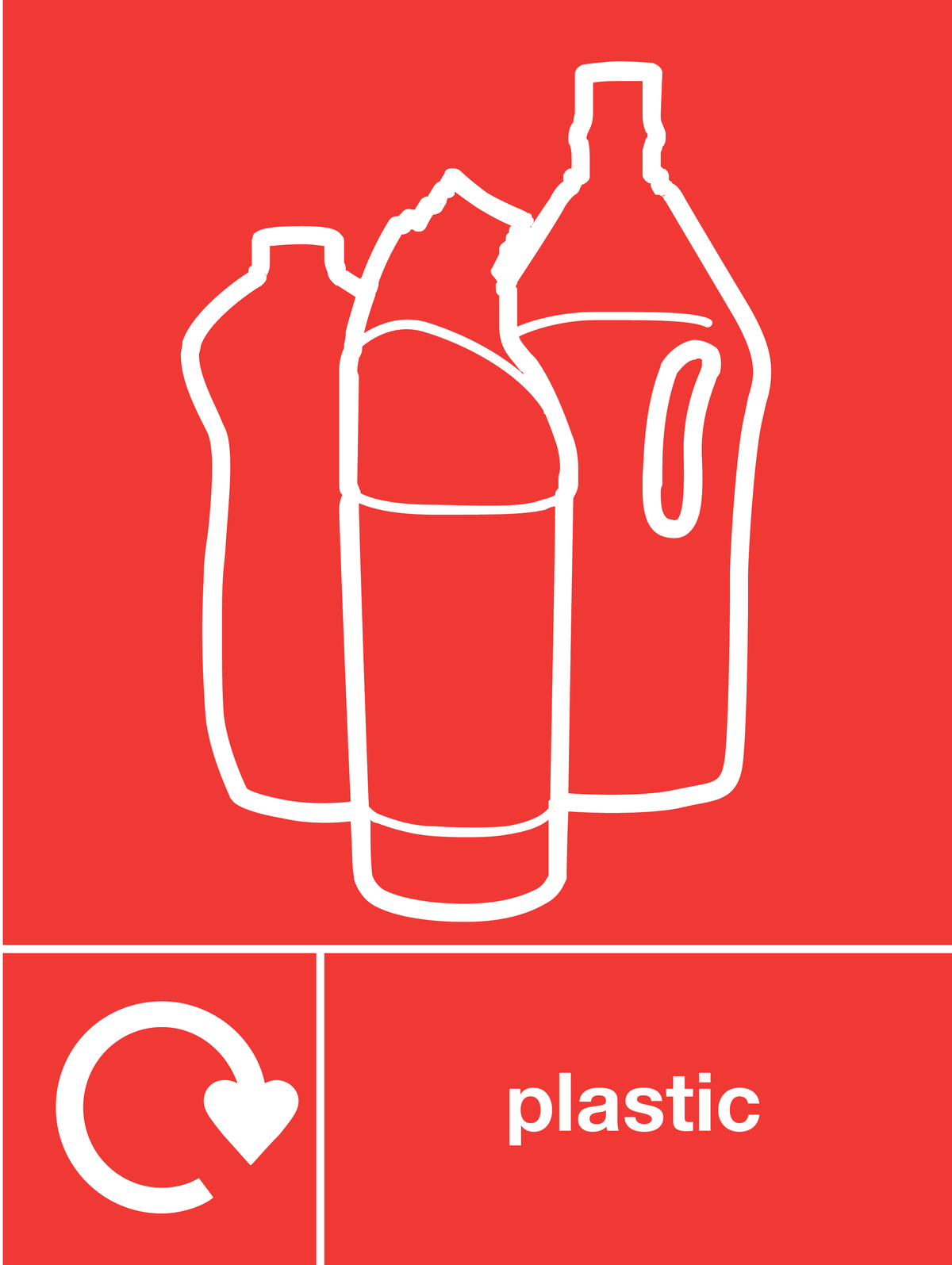 Plastic skip & recycle sign