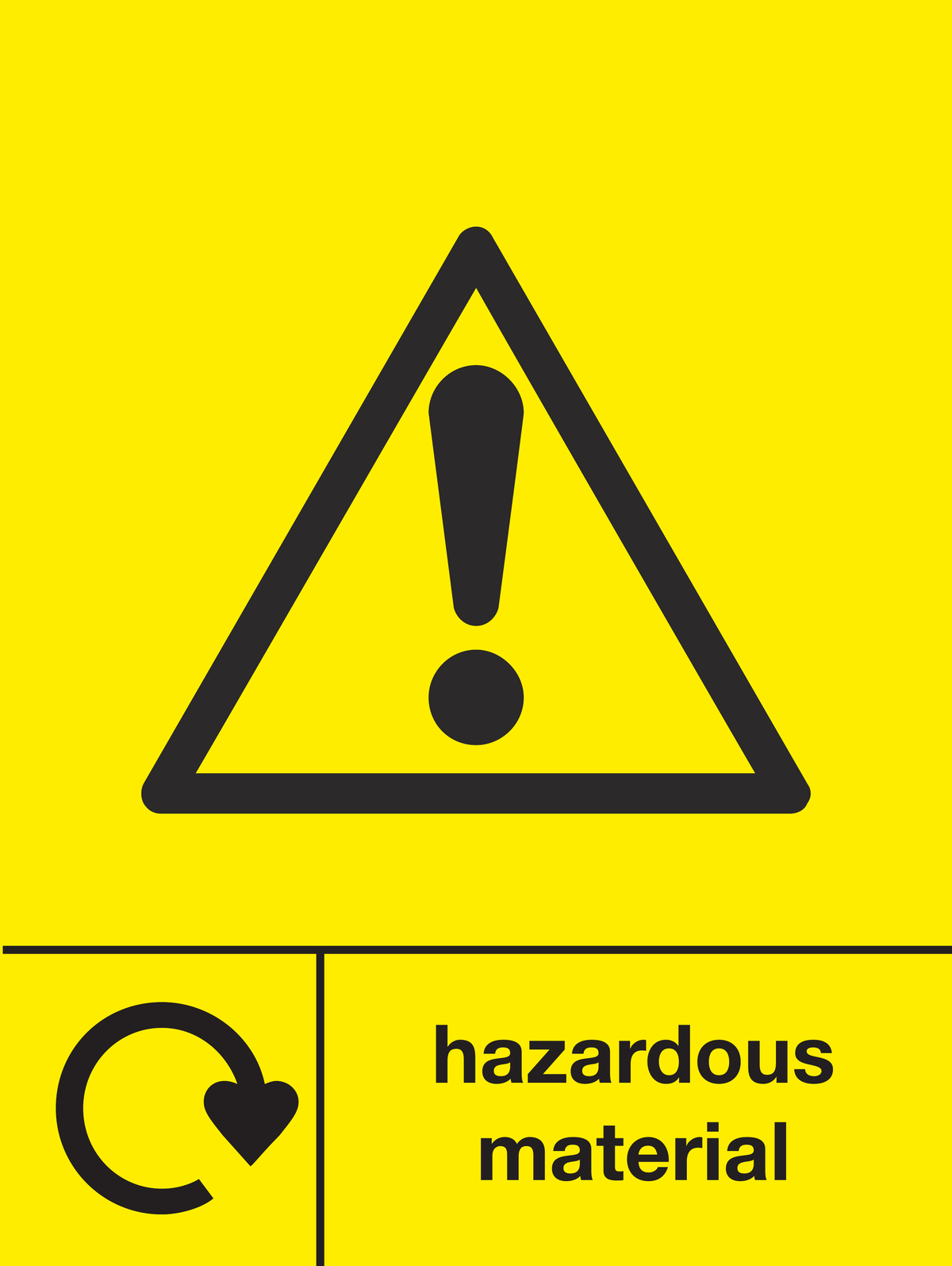 Hazardous material skip & recycle sign