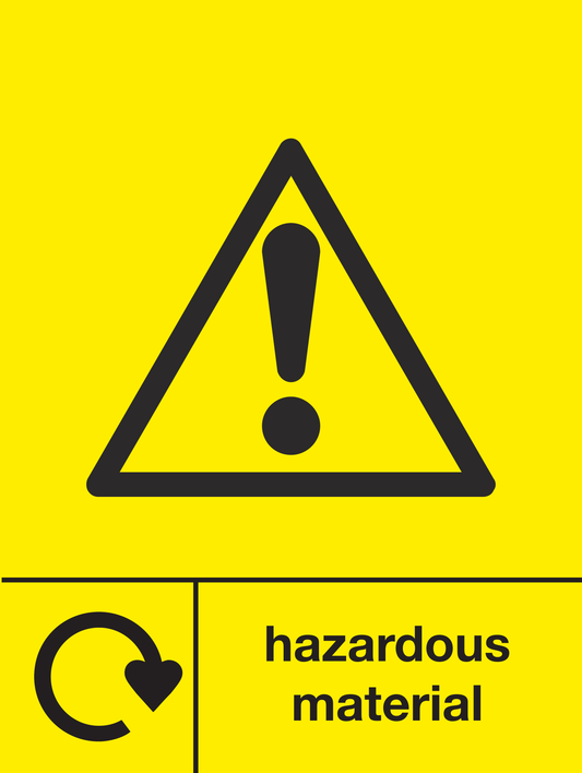 Hazardous material skip & recycle sign