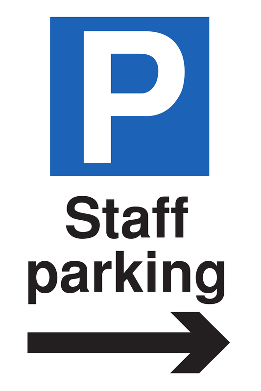 Staff Parking Arrow Right traffic sign