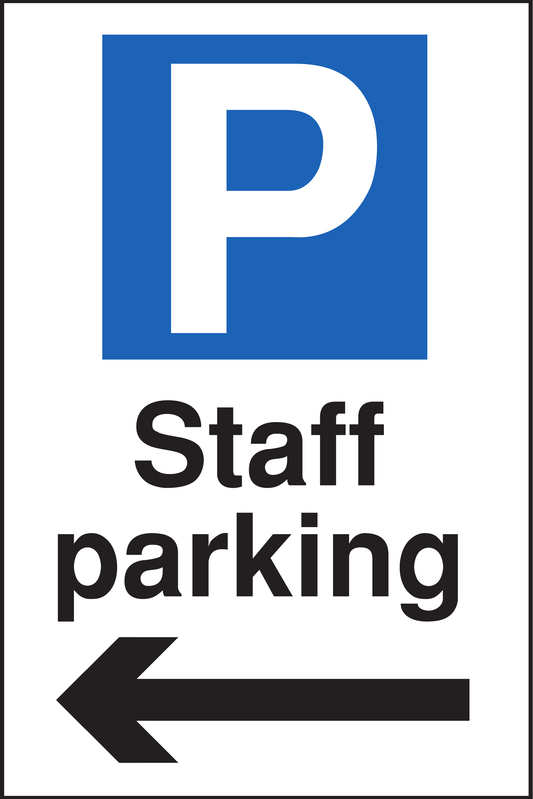Staff Parking Arrow Left traffic sign